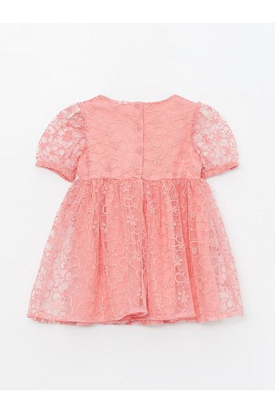 LC Waikiki Crew Neck Lace Dress for Baby Girl - Short Sleeve