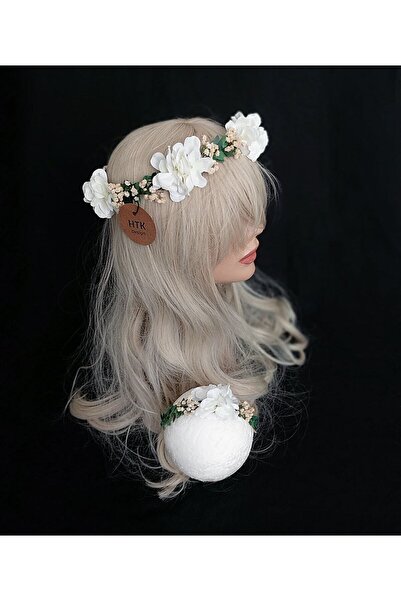 htk butik Çiçekli Taç, Anne Bebek Lohusa Tacı, Bebek Tacı, Bebek Saç Bandı, L...