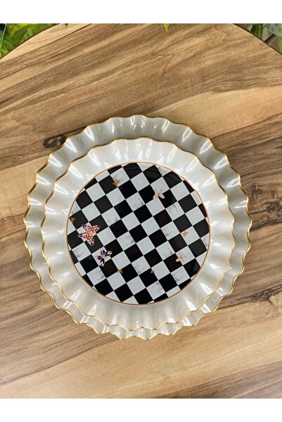 GÜRCÜGLASS Pasta Tabağı damalı desen 7 prç