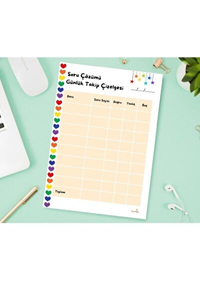 coloridea LGS TYT KPSS Soru Çözümü Günlük Takip Çizelgesi A5 A5 (14x21 cm)