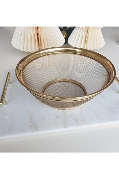 LOVYCO مصفاة المعكرونة والأرز من الفولاذ المقاوم للصدأ باللون الذهبي مقاس 22 سم