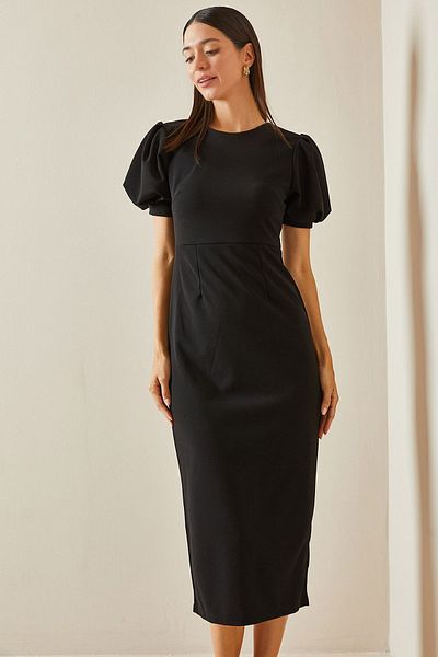 XHAN Black Basic Dress with Back Detail - 5YXK6-48771-02