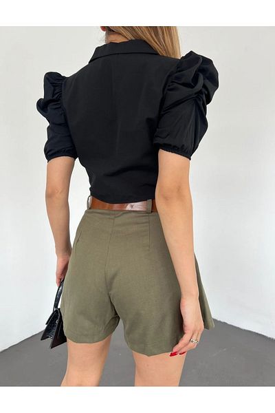 my bestt butik Stylish Belted Pleated Women's Shorts Skirt - Trendy
