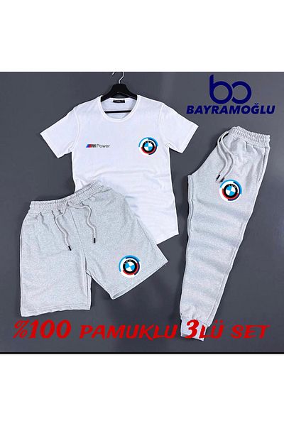 optimist sağdıç the original BMW 50thYear's Logo 3-Piece Tracksuit Set - Shorts, T-Shirt