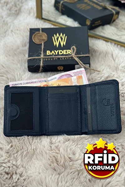 BAYDERİ Bayderi Olis Men's Genuine Leather Rfid Protected Magnet Closure Card...