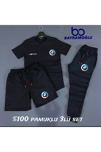 optimist sağdıç the original BMW 50thYear's Logo 3-Piece Tracksuit Set - Shorts, T-Shirt