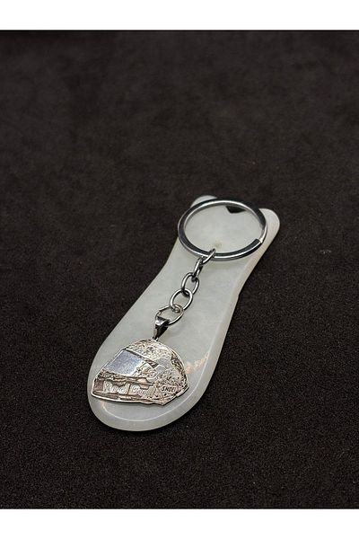 Es Silver Shoei Helmet - Motorcycle Keychain Silver