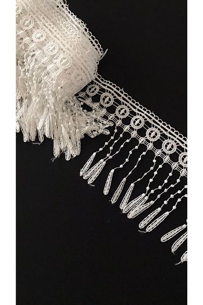 Ozpas White Decorative Strip - Fringe, Curtain, 8.95m to the Edge