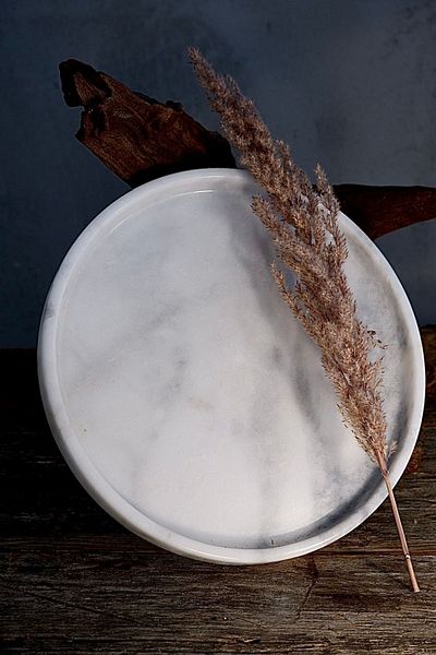 Voodo Concept Grigio Bianco Marble Presentation Tray - Handmade