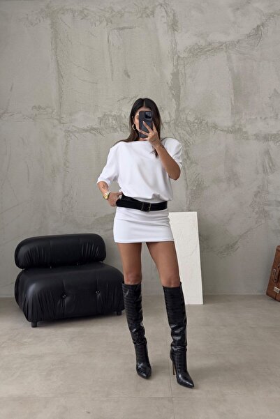 XSTİL BUTİK Feel Premium φόρεμα μπλουζάκι με επένδυση