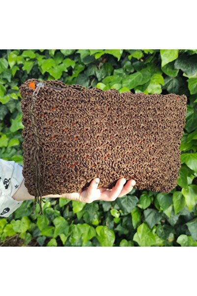 Butik Hasır, kağıt ip el örgüsü çanta, clutch, portvöy