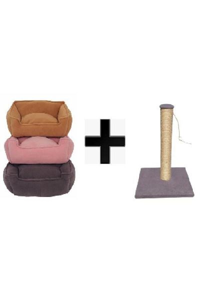 PETiTOYS Gray Scratching Board And 60*40 Bed Mixed Color
