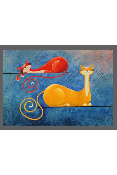 FERRAGNI HOME Porcellana Firenze Imported Indoor Doormat, Cat Theme, 45*65 cm , Non-Slip Underlay, Suitable for Home Use.