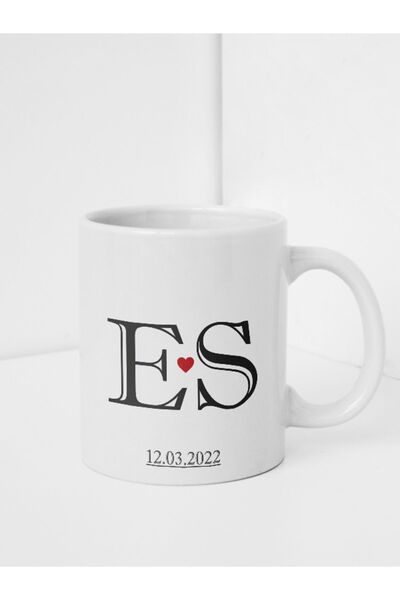 Mug with Double Head Letters and Dated Custom Design
