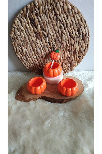 evdeki atölyem 3lü Turuncu Kabak Sukulent Saksı