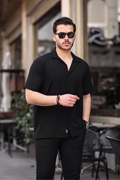 Gray Clothing Ανδρικό κοντομάνικο ανδρικό πουκάμισο σε φαρδύ κοψί, μαύρο over...