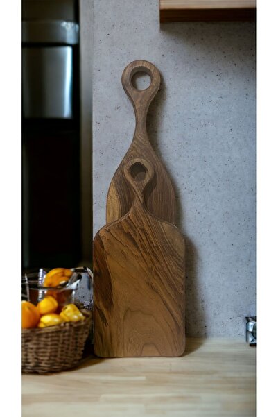 Uzun Kısa 2'li Ceviz Ağacından Kesme Tahtası, Ahşap Sunumluk 1. Ürün 50x12,5 Cm. 2.ürün 35x16 Cm