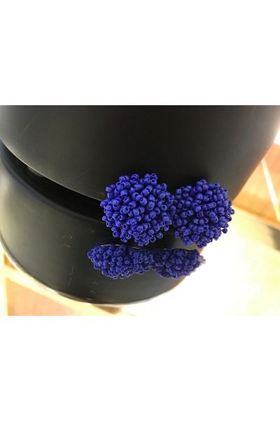 ArsenDesign Dark blue sand beaded big ball earrings