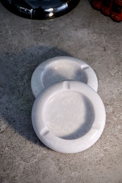 Marbel Concept White Marble Round Ashtray 12 cm Diameter