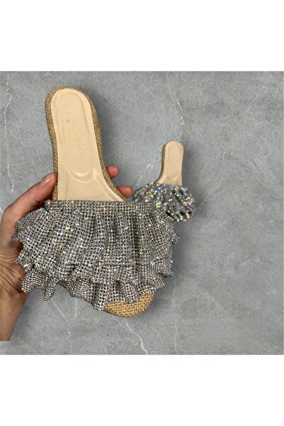 Gİ LUXURY BOUTİQUE Kadın Taşlı Terlik