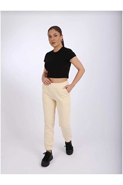 İyisini İstersen THREE THREAD (SHARDONED) INNER WITH COTTON WINTER WITH WAIST AND LAPE WITH POCKET BEIGE TRACKSUIT