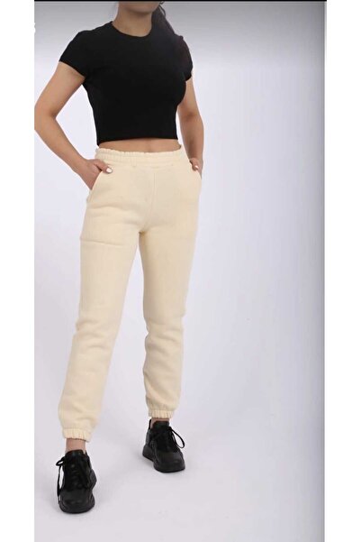 İyisini İstersen THREE THREAD (SHARDONED) INNER WITH COTTON WINTER WITH WAIST AND LAPE WITH POCKET BEIGE TRACKSUIT