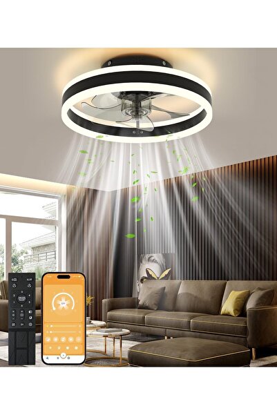 Nalezuns Aydınlatmalı LED Tavan Vantilatörü 3 Renk Sıcaklığı ve 6 Hız Uzaktan Kumandalı Sessiz ve Kısılabilir