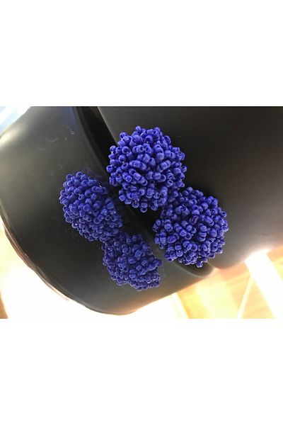 ArsenDesign Dark blue sand beaded big ball earrings