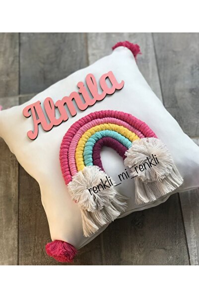 renkli mi renkli tasarım dünyası Makrome isimli gökkuşaklı takı Yastık