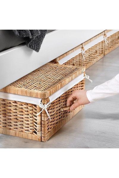 IKEA Rattan Basket with Lid Vvcs - 50X43X19 cm