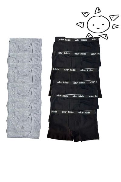 Pi Giyim Boys' Athlete Boxer Set - 12-Piece Set of 6 Athletes and 6 Boxers