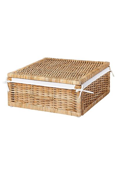 IKEA Rattan Basket with Lid Vvcs - 50X43X19 cm