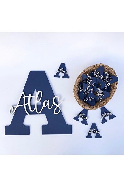 renkli mi renkli tasarım dünyası Ahşap Harf Isimlikli Kapı Süsü Ve 20 Adet Ma...