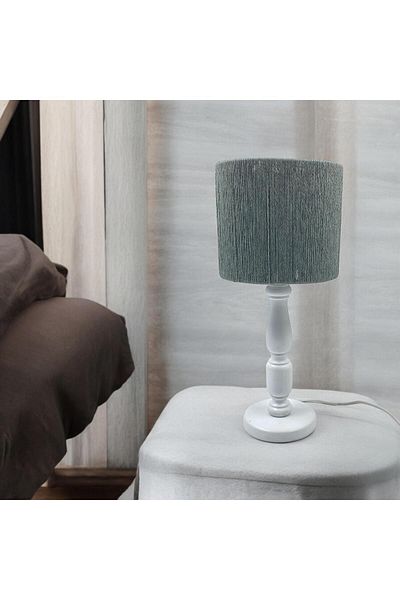 sgeteknoloji Modern White Wooden Lampshade - Wicker Braided Design