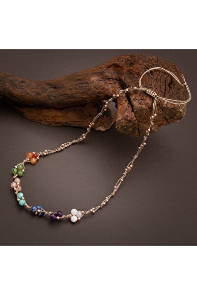 OSMANLI DOĞAL TAŞ Sertifikalı Çakra Kolyesi Makrome Kapama %100 El Işçiliği 6mm Küre Kesim Doğal Taşlı