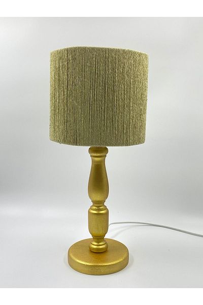 sgeteknoloji Modern Gold Color Wicker Braided Wooden Lampshade