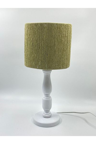 sgeteknoloji Modern White Wooden Lampshade - Wicker Braided Design