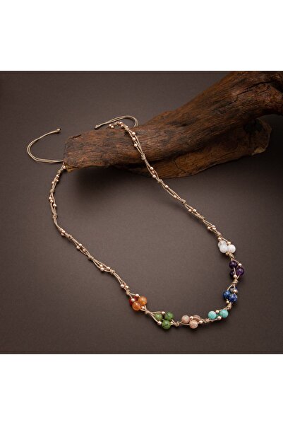 OSMANLI DOĞAL TAŞ Sertifikalı Çakra Kolyesi Makrome Kapama %100 El Işçiliği 6mm Küre Kesim Doğal Taşlı