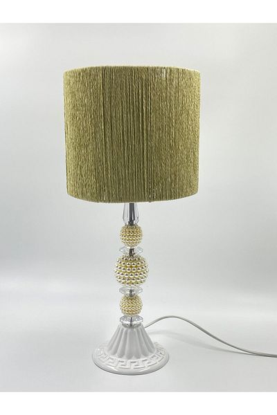 sgeteknoloji White Pearl Metal Material - Wicker Braided Modern Lampshade