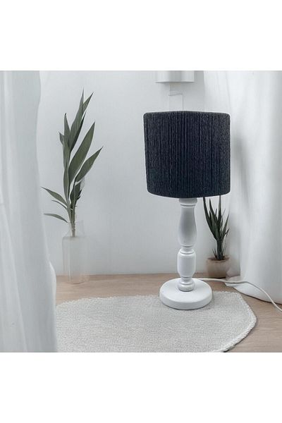 sgeteknoloji Modern White Wooden Lampshade - Wicker Braided Design