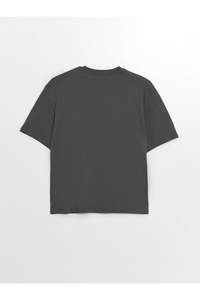 LC Waikiki LCW oversize dámské tričko – výstřih s výstřihem, s potiskem, krátký rukáv