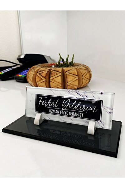 MERTKRİSTAL Uv Baskılı Masa Isimliği, Büro Ofis Makam Hediyesi, Masaüstü Isimlik Cam Masaüstü Isimlik