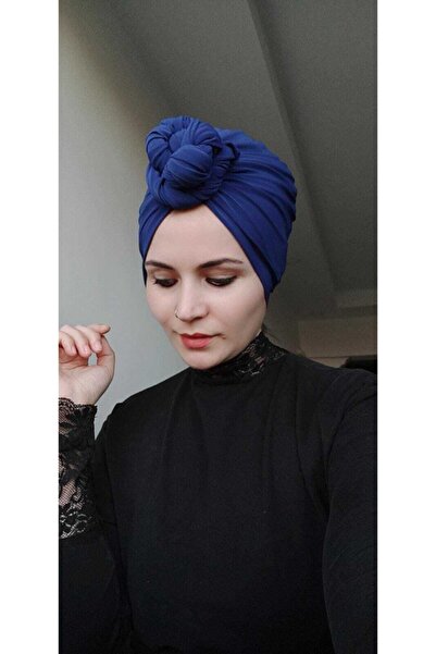 BAV Butik Ayvitrin حجاب نسائي ملفوف يدويًا باللون الأزرق