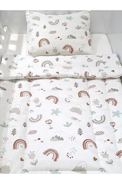 Yada Baby %100 Organik Pamuk Müslin Kumaştan 3 Parça Bebek Yorganı Seti 70 X ...