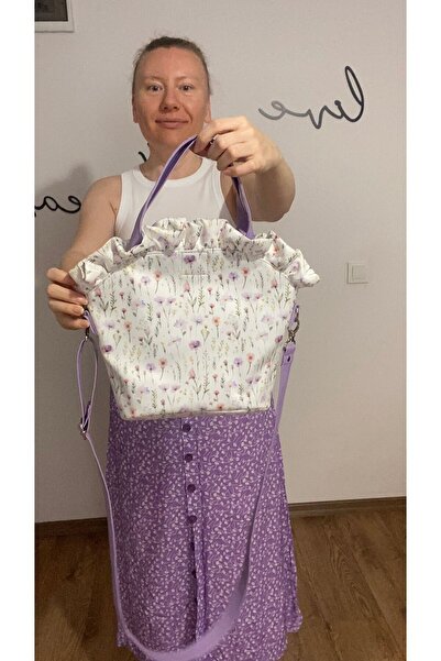 TALKING DREAMS Lila çiçekli fırfırlı çanta