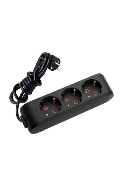 VİKO Multi-Let Black 3-Plus Grounded Child Proof Group Socket - 2 Meters
