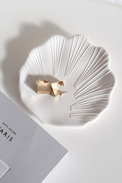 Mandalin Art Studio Deniz Kabuğu Şeklinde Dekoratif Tabak Takı Tabağı 13 cm