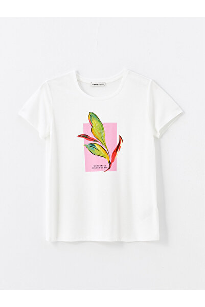 LC Waikiki Dámské triko LCW – výstřih, potištěný, krátký rukáv