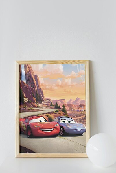 Arthopia Cars Animasyon McQueen Ve Sally Carrera Çerçevesiz Dekorasyon Yüksek...