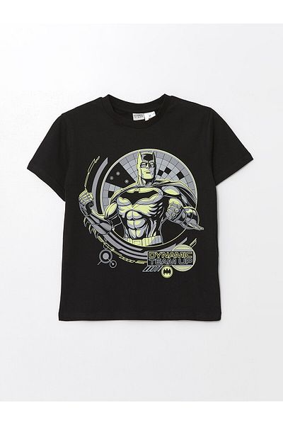 LC Waikiki Chlapecké tričko s krátkým rukávem s potiskem Batman s výstřihem LCW Crew
